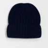 New FROM FUTURE Bonnet A Revers A Cotes Navy