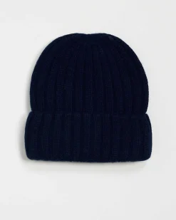 New FROM FUTURE Bonnet A Revers A Cotes Navy