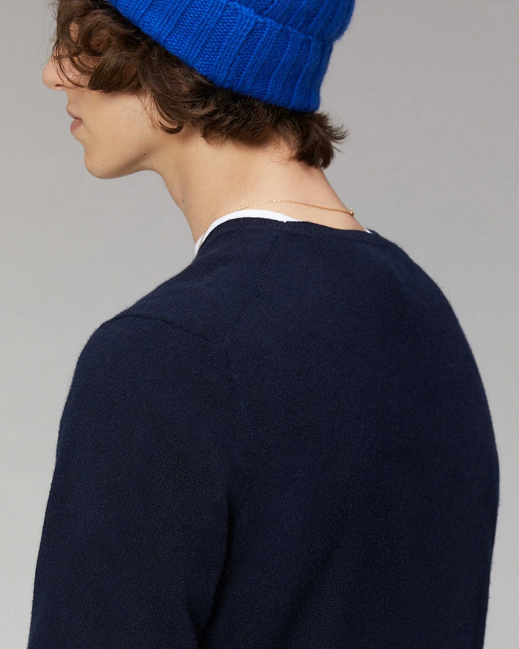 New FROM FUTURE Bonnet A Revers A Cotes Navy