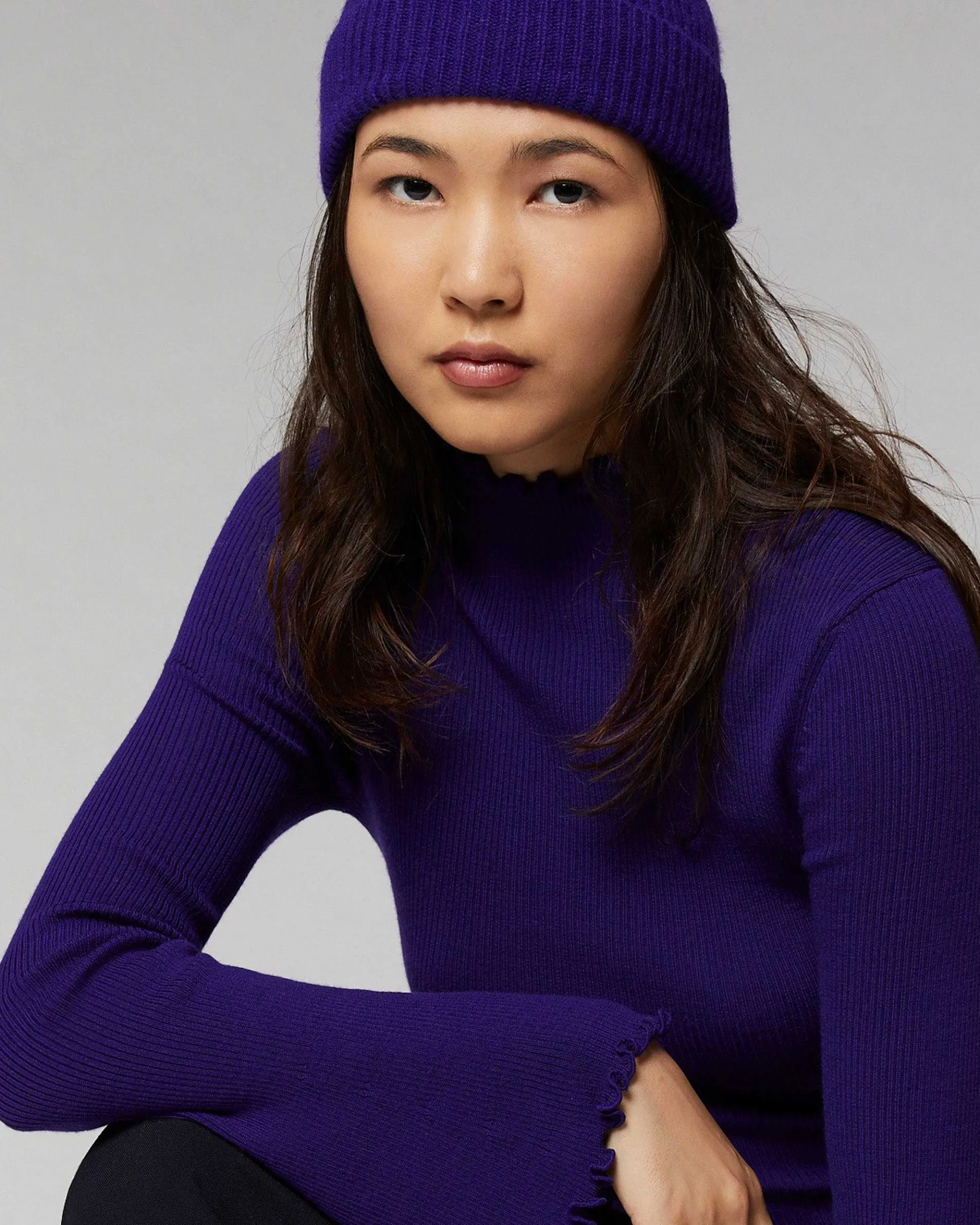 Clearance FROM FUTURE Bonnet A Revers A Petites Cotes Winter Purple