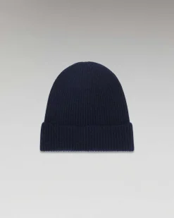 Discount FROM FUTURE Bonnet A Revers A Petites Cotes Navy