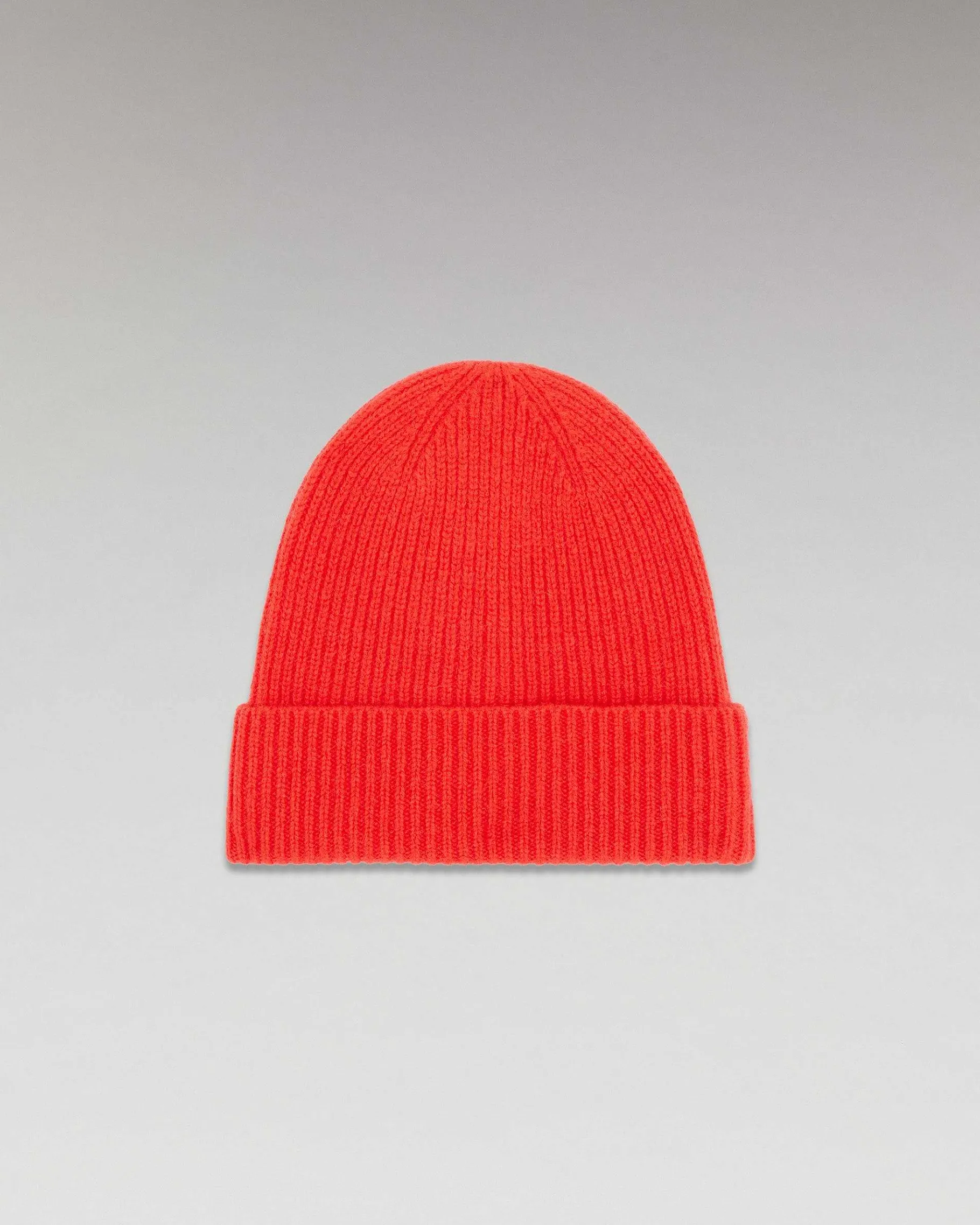 Best FROM FUTURE Bonnet A Revers A Petites Cotes Rouge Vif