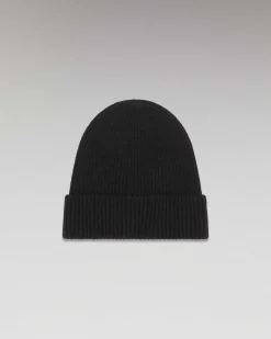 Hot FROM FUTURE Bonnet A Revers A Petites Cotes Noir