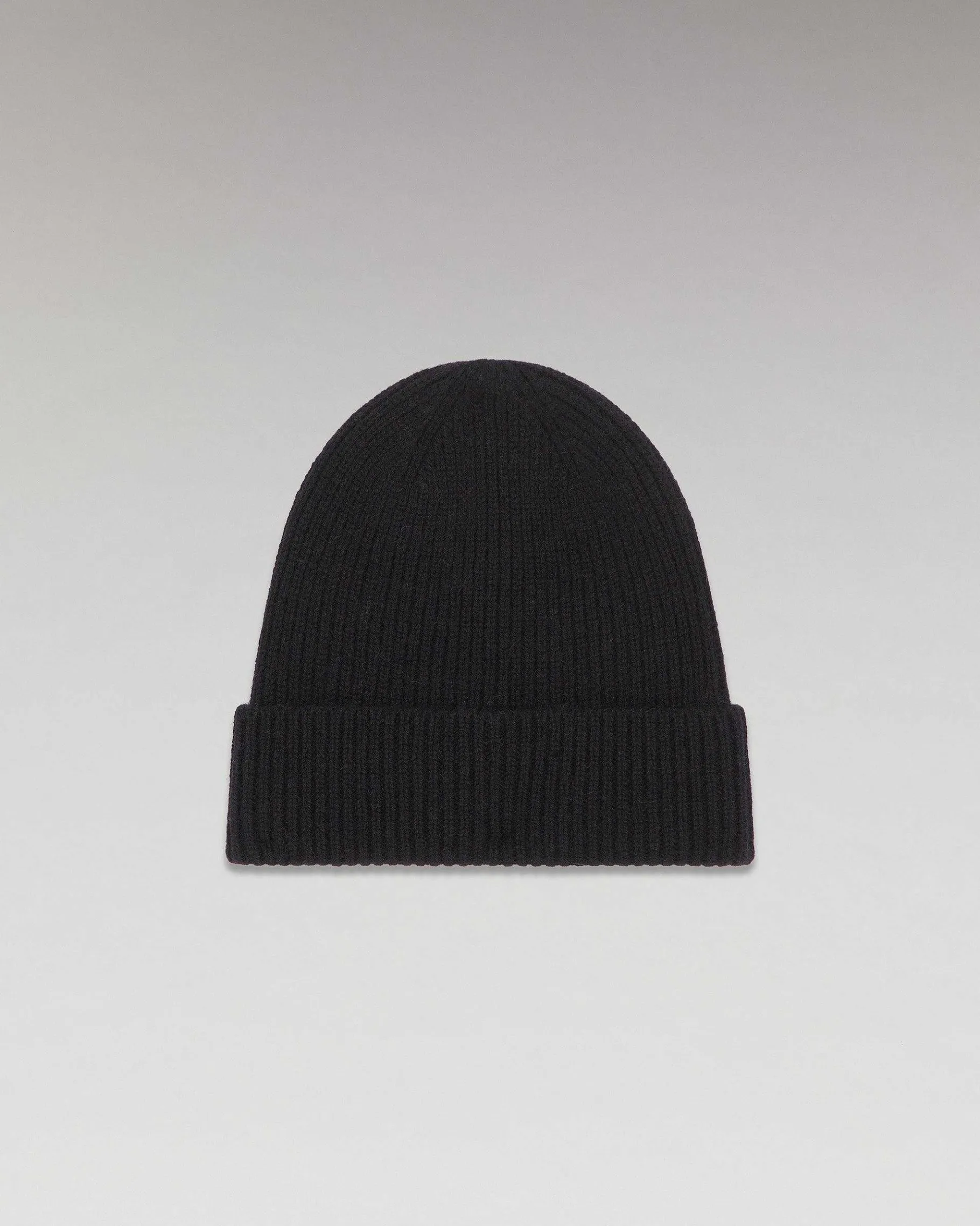 Hot FROM FUTURE Bonnet A Revers A Petites Cotes Noir