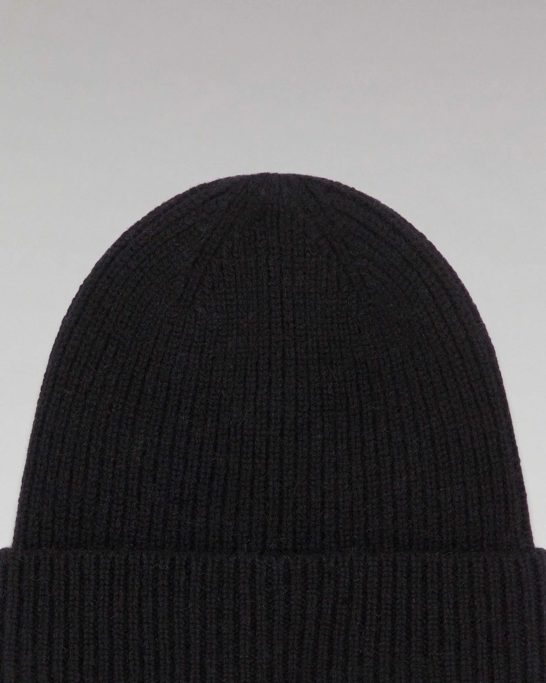 Hot FROM FUTURE Bonnet A Revers A Petites Cotes Noir