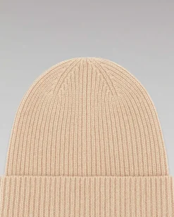 Hot FROM FUTURE Bonnet A Revers A Petites Cotes Beige