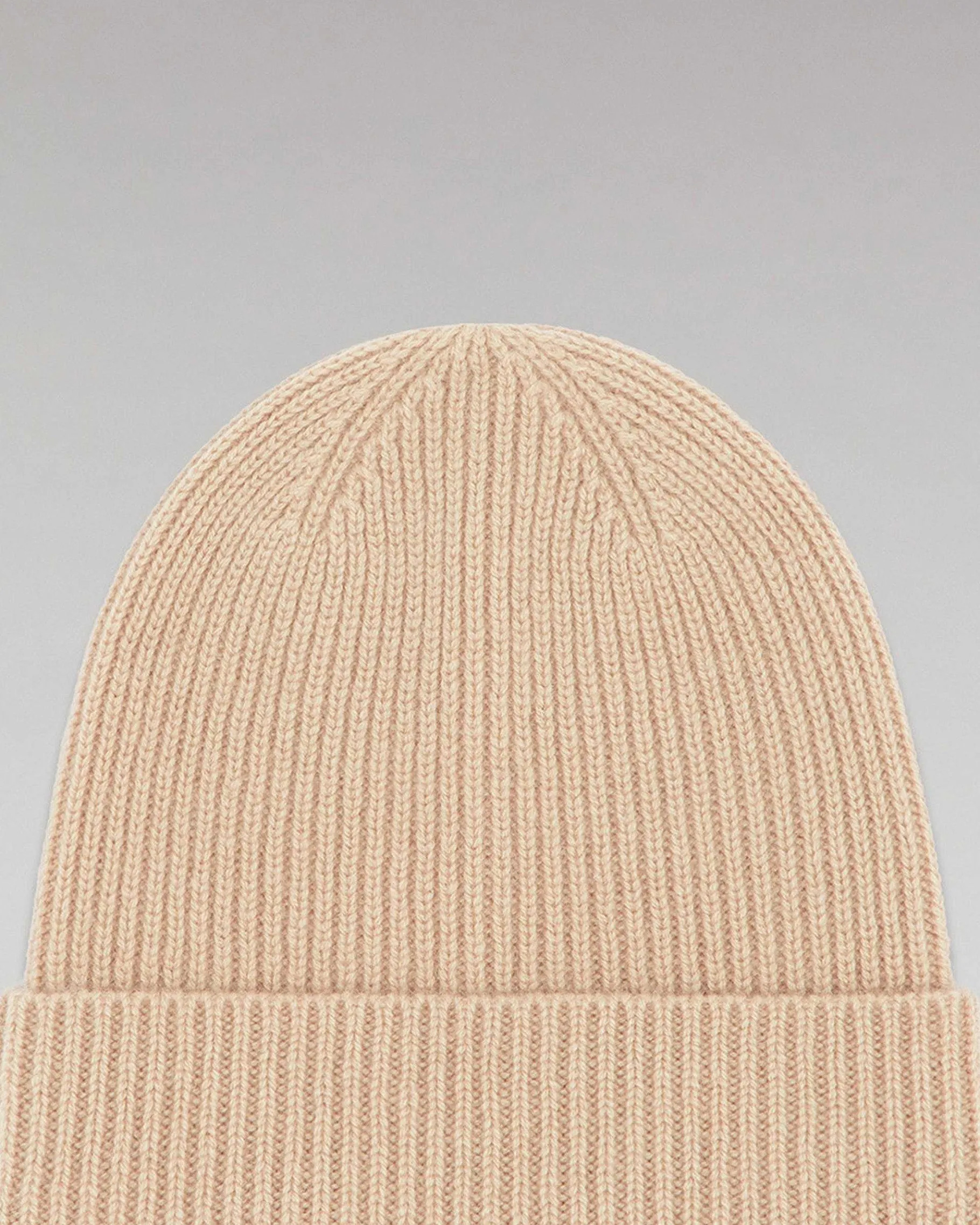 Hot FROM FUTURE Bonnet A Revers A Petites Cotes Beige