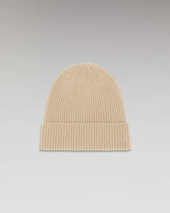 Hot FROM FUTURE Bonnet A Revers A Petites Cotes Beige
