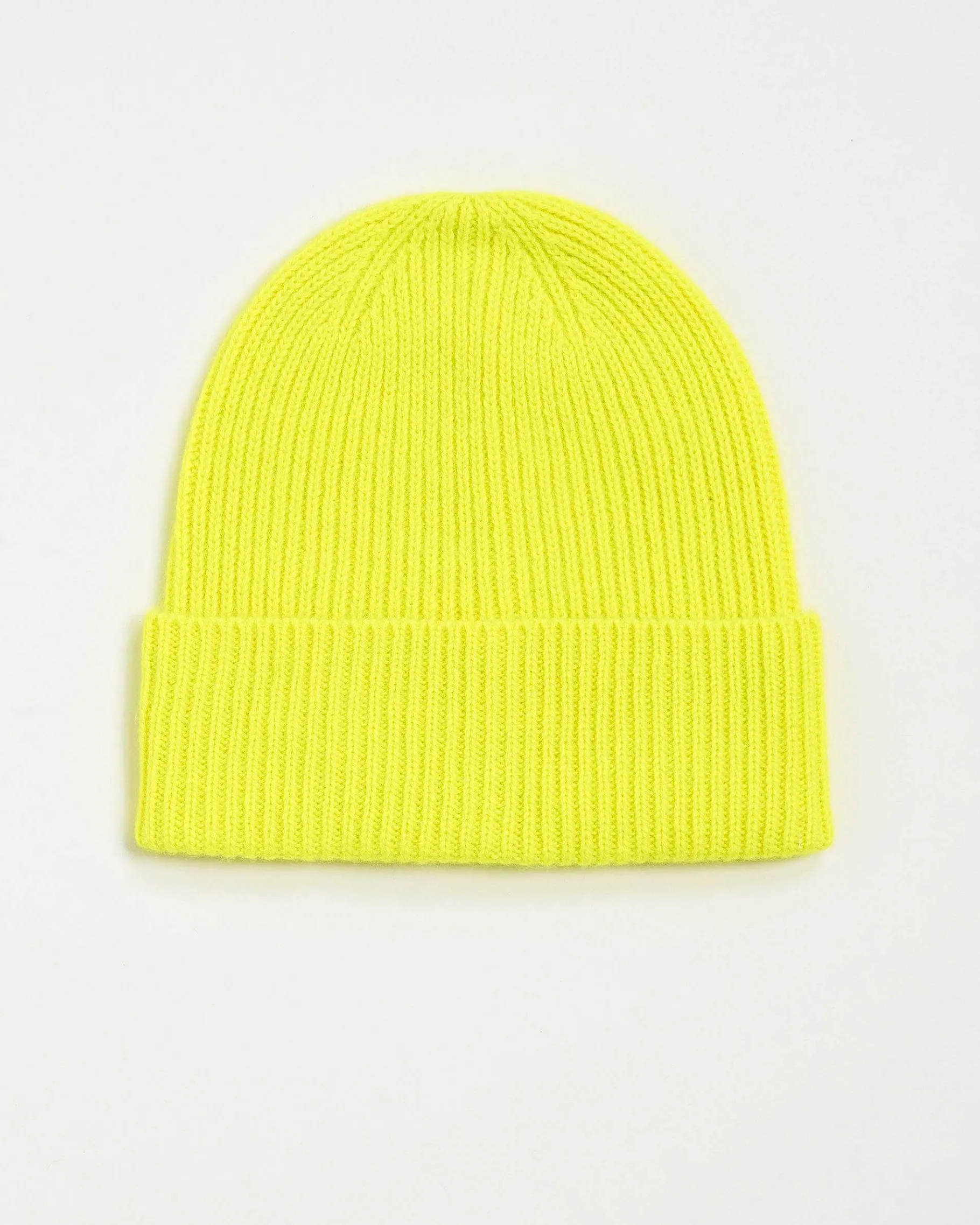 Discount FROM FUTURE Bonnet A Revers A Petites Cotes Jaune Fluo