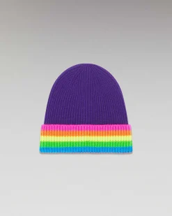Discount FROM FUTURE Bonnet A Revers Bandes Multicolore Winter Purple