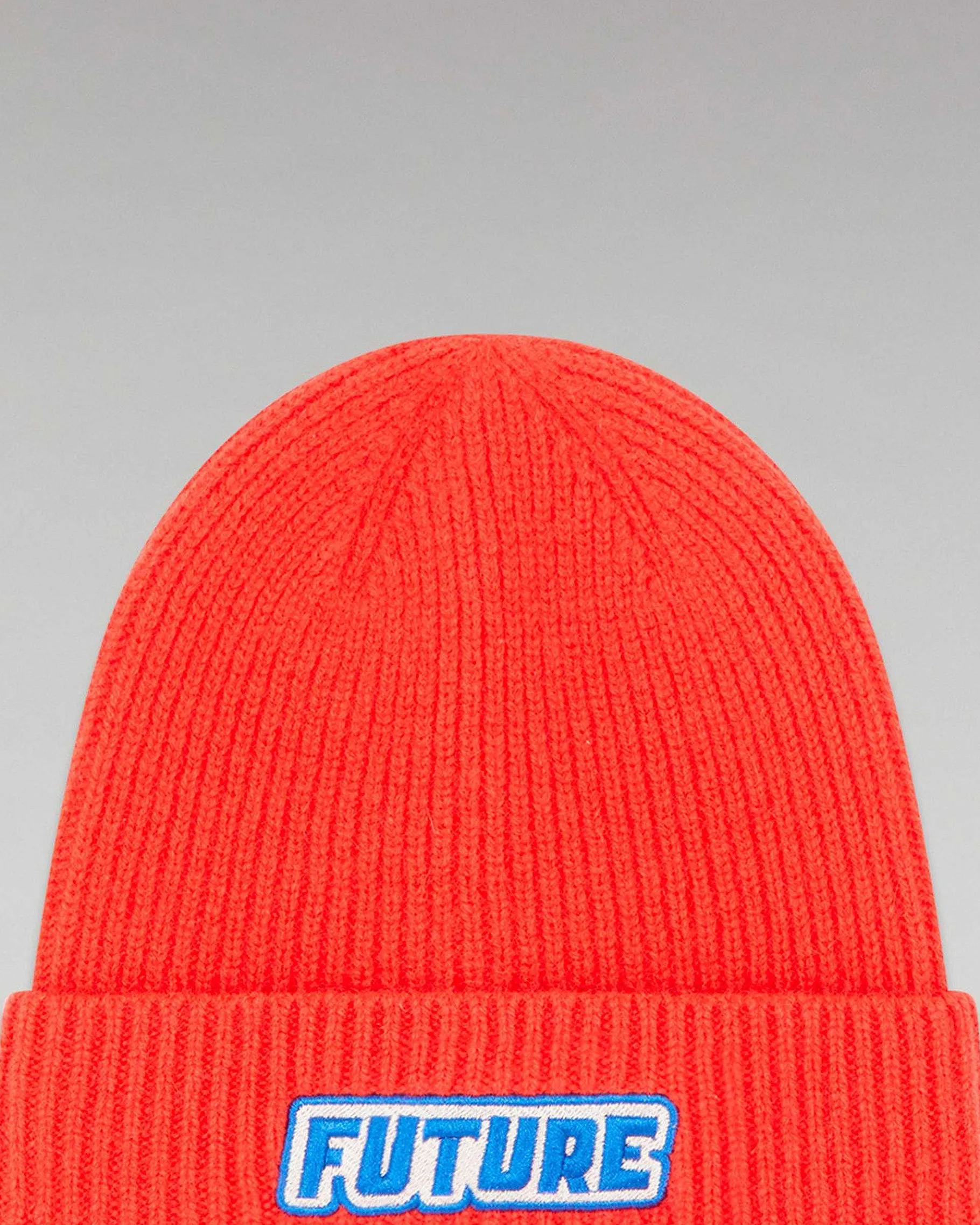 New FROM FUTURE Bonnet A Revers Broderie Future Rouge Vif