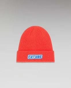 New FROM FUTURE Bonnet A Revers Broderie Future Rouge Vif