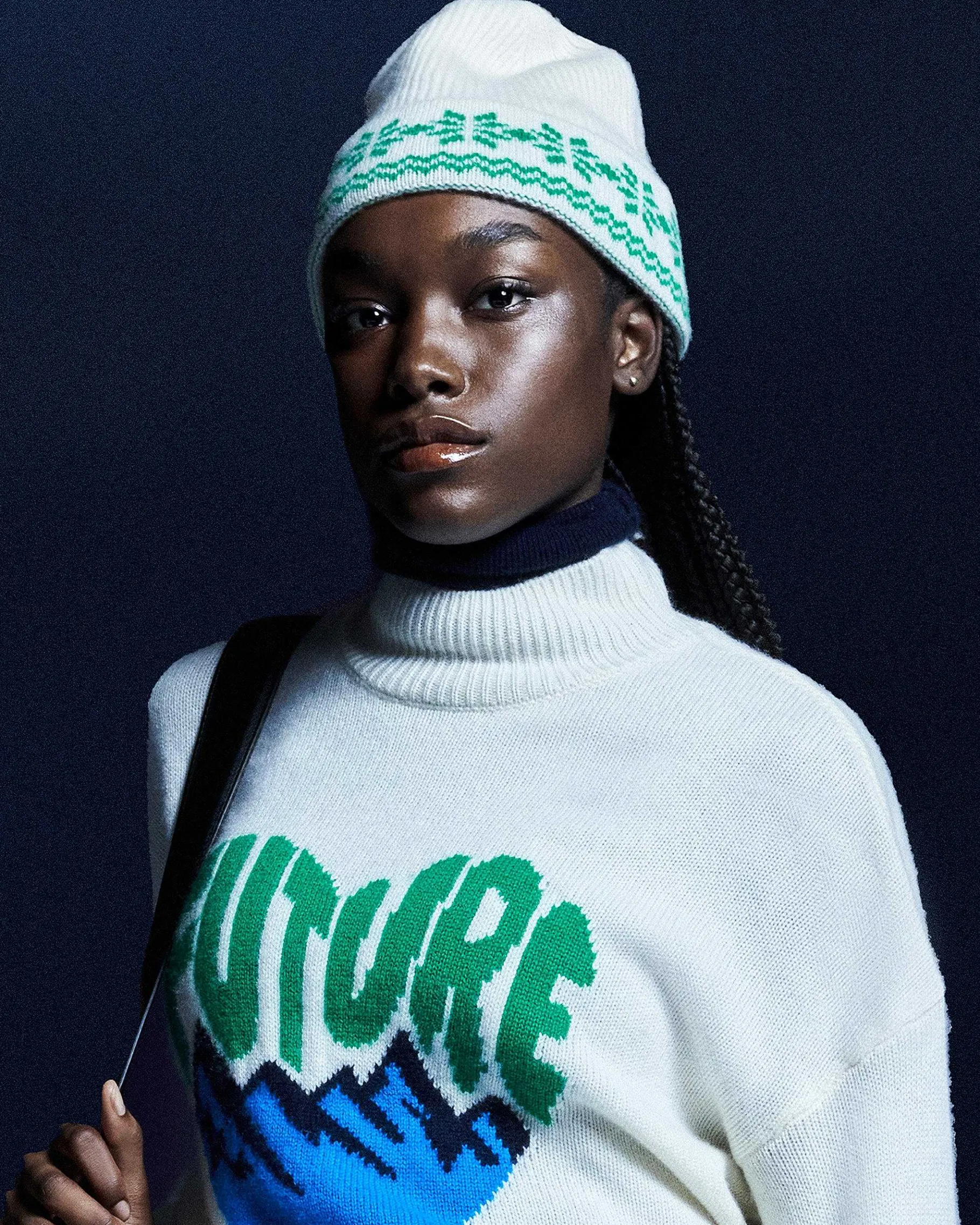 Discount FROM FUTURE Bonnet A Revers Norvegien Bicolore Winter Green