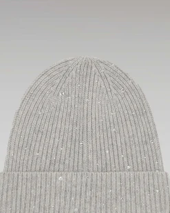 Best FROM FUTURE Bonnet A Revers Strass Gris Chine Clair