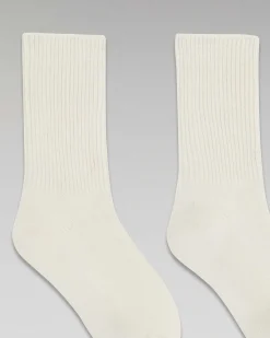 FROM FUTURE Chaussettes Mi-Hautes A Cotes Ecru