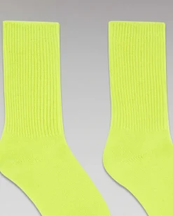 FROM FUTURE Chaussettes Mi-Hautes A Cotes Jaune Fluo
