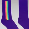 Hot FROM FUTURE Chaussettes Mi-Hautes Bandes Multicolore Winter Purple
