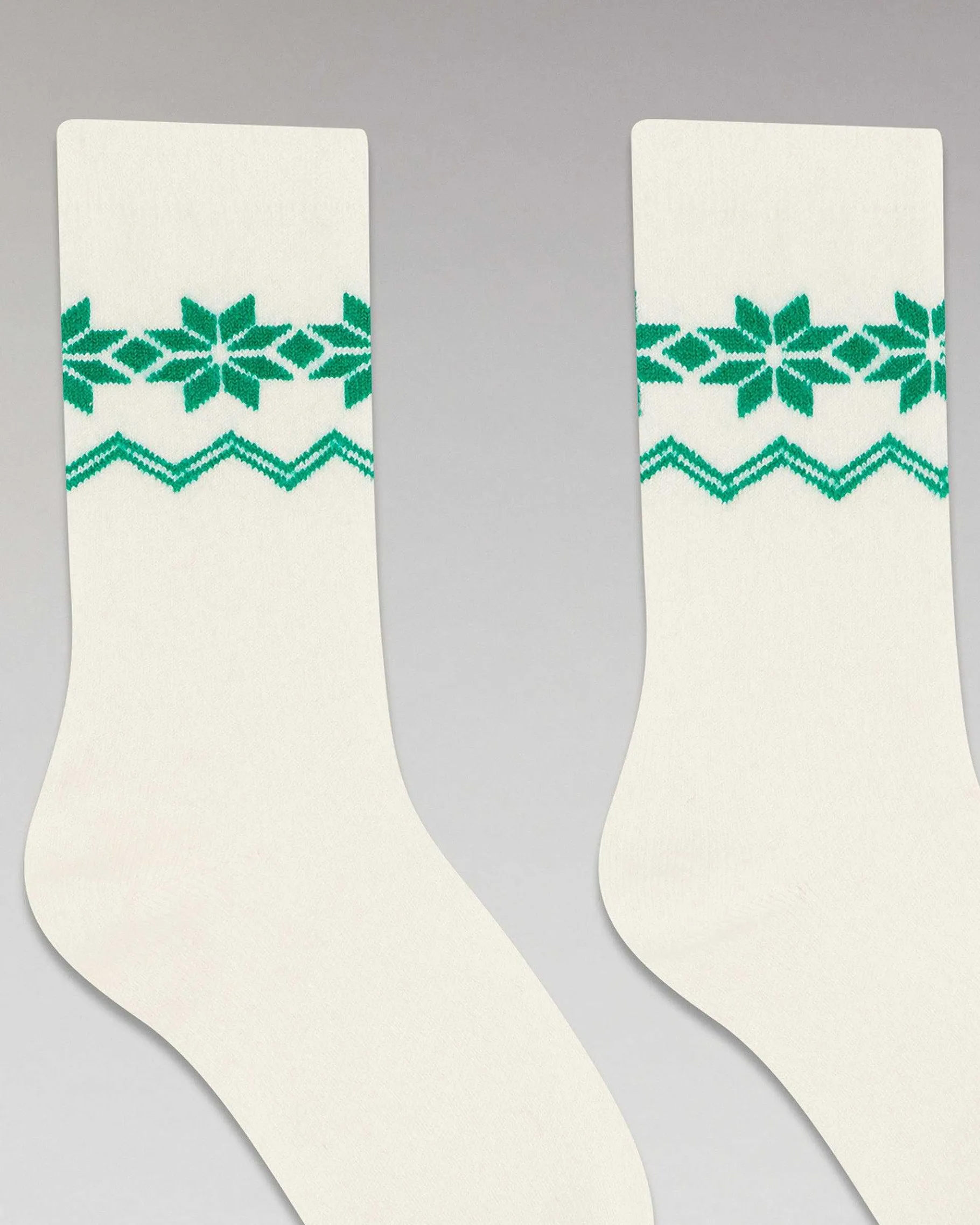 FROM FUTURE Chaussettes Mi-Hautes Norvegien Ecru