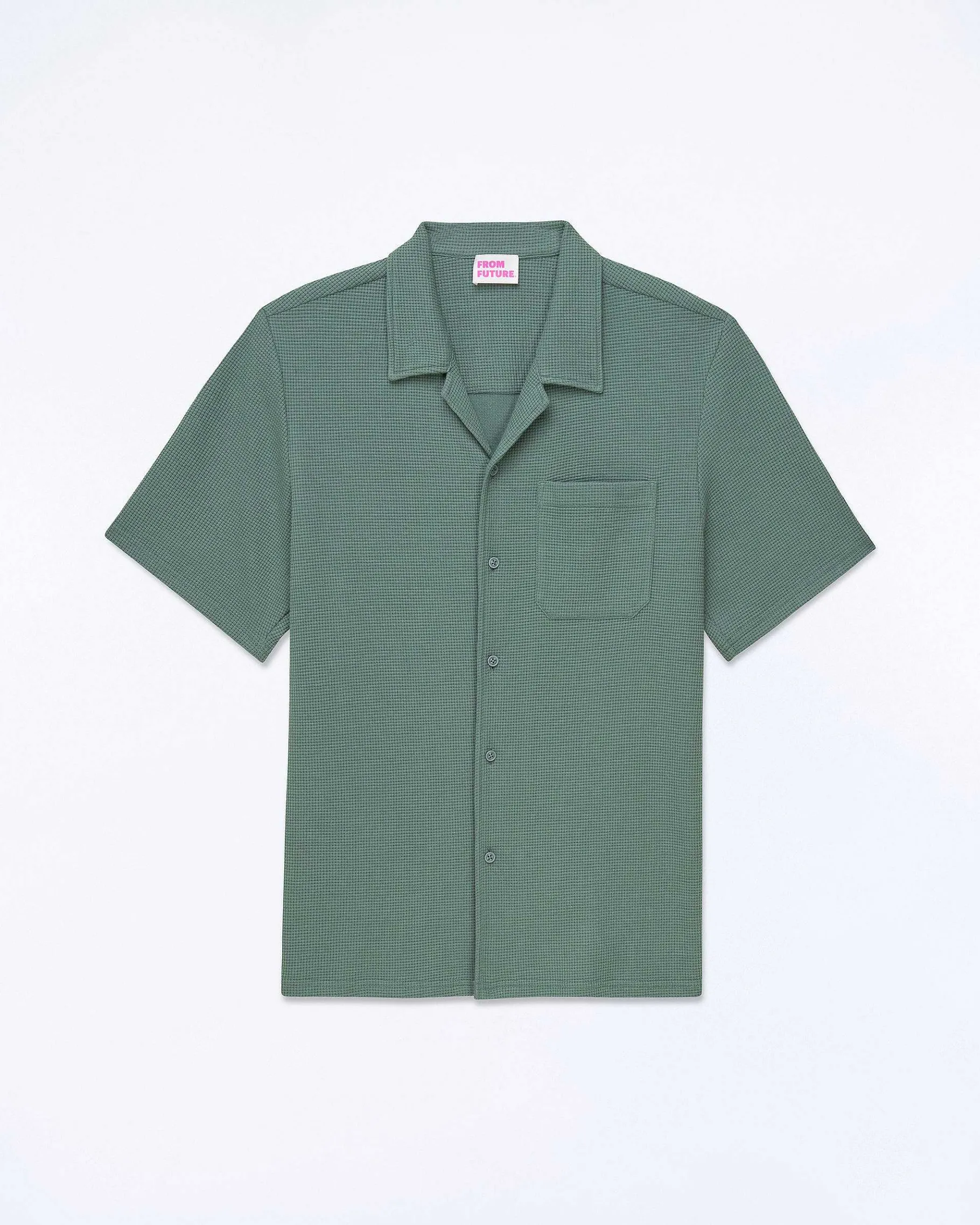 Discount FROM FUTURE Chemise Manches Courtes Popeline Washed Green