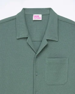 Discount FROM FUTURE Chemise Manches Courtes Popeline Washed Green