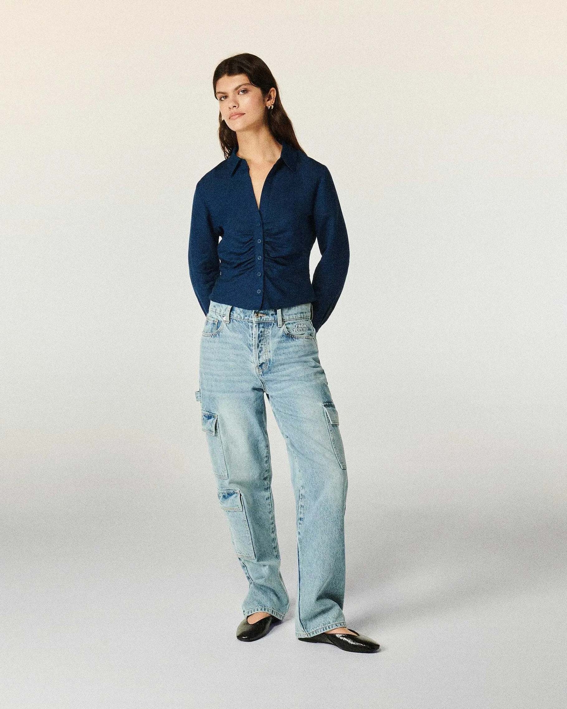 Outlet FROM FUTURE Chemise Manches Longues Navy
