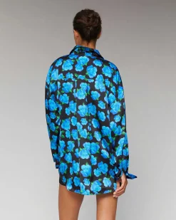 Best FROM FUTURE Chemise Manches Longues Oversize Blue Roses