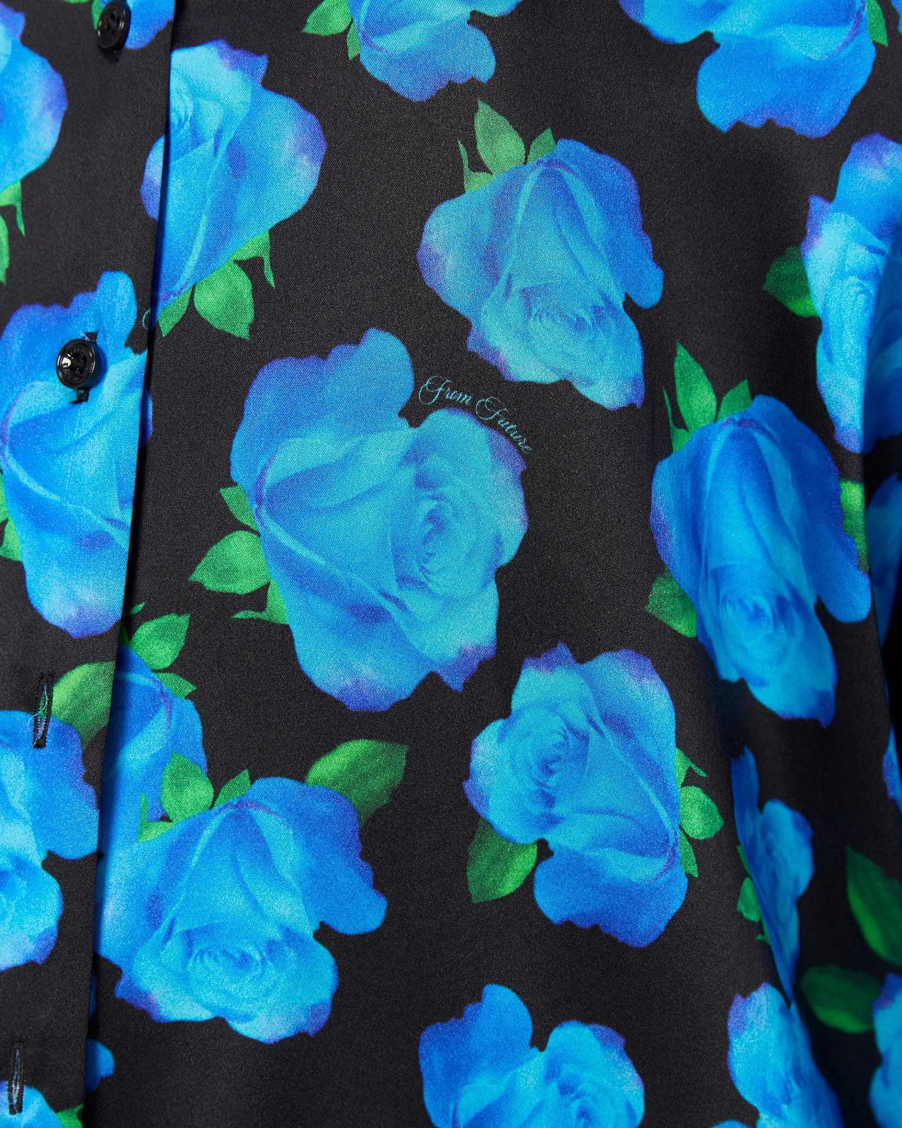 Best FROM FUTURE Chemise Manches Longues Oversize Blue Roses