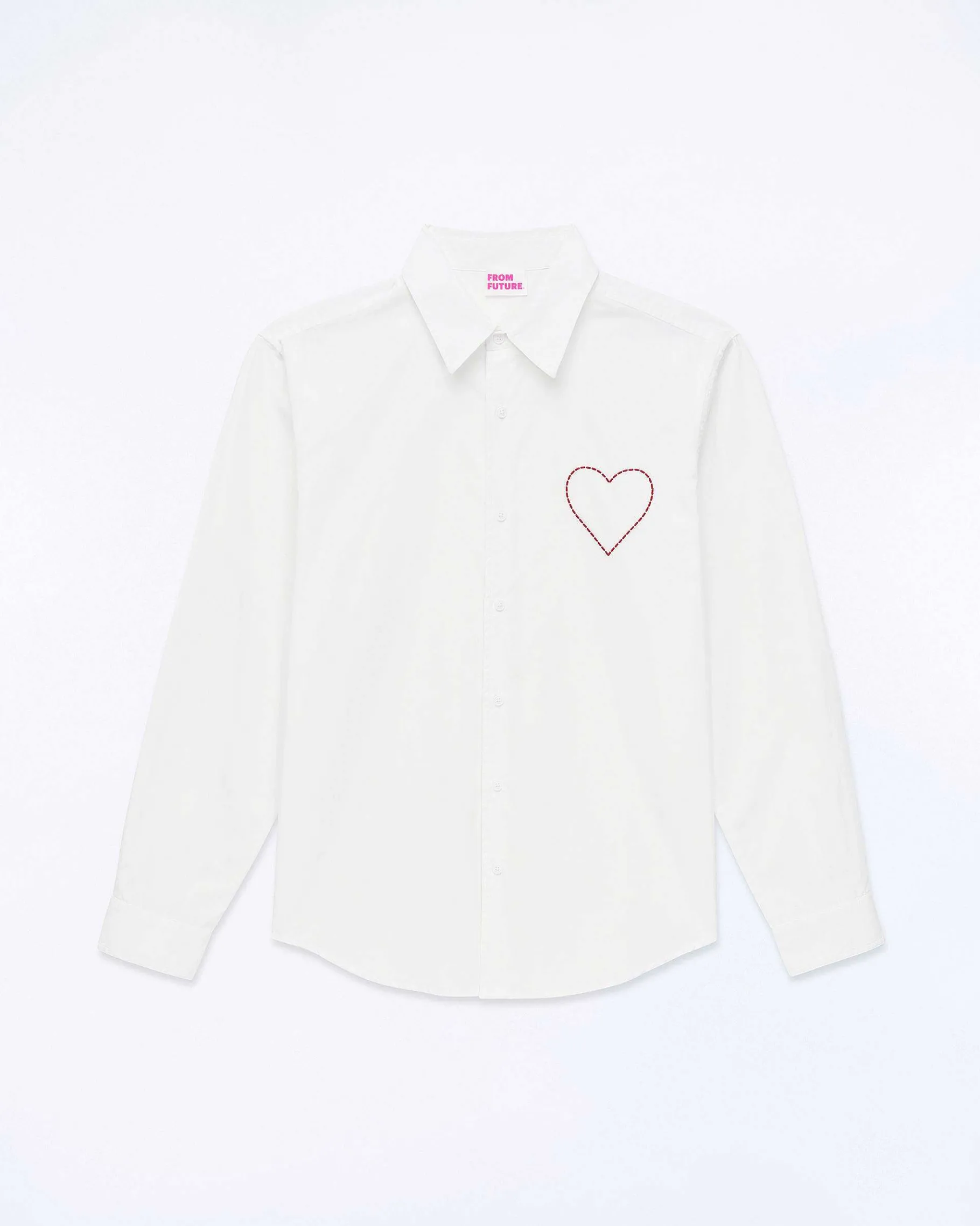 Clearance FROM FUTURE Chemise Manches Longues Popeline Blanc