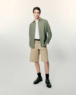 FROM FUTURE Chemise Manches Longues Popeline Kaki