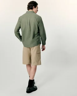 FROM FUTURE Chemise Manches Longues Popeline Kaki