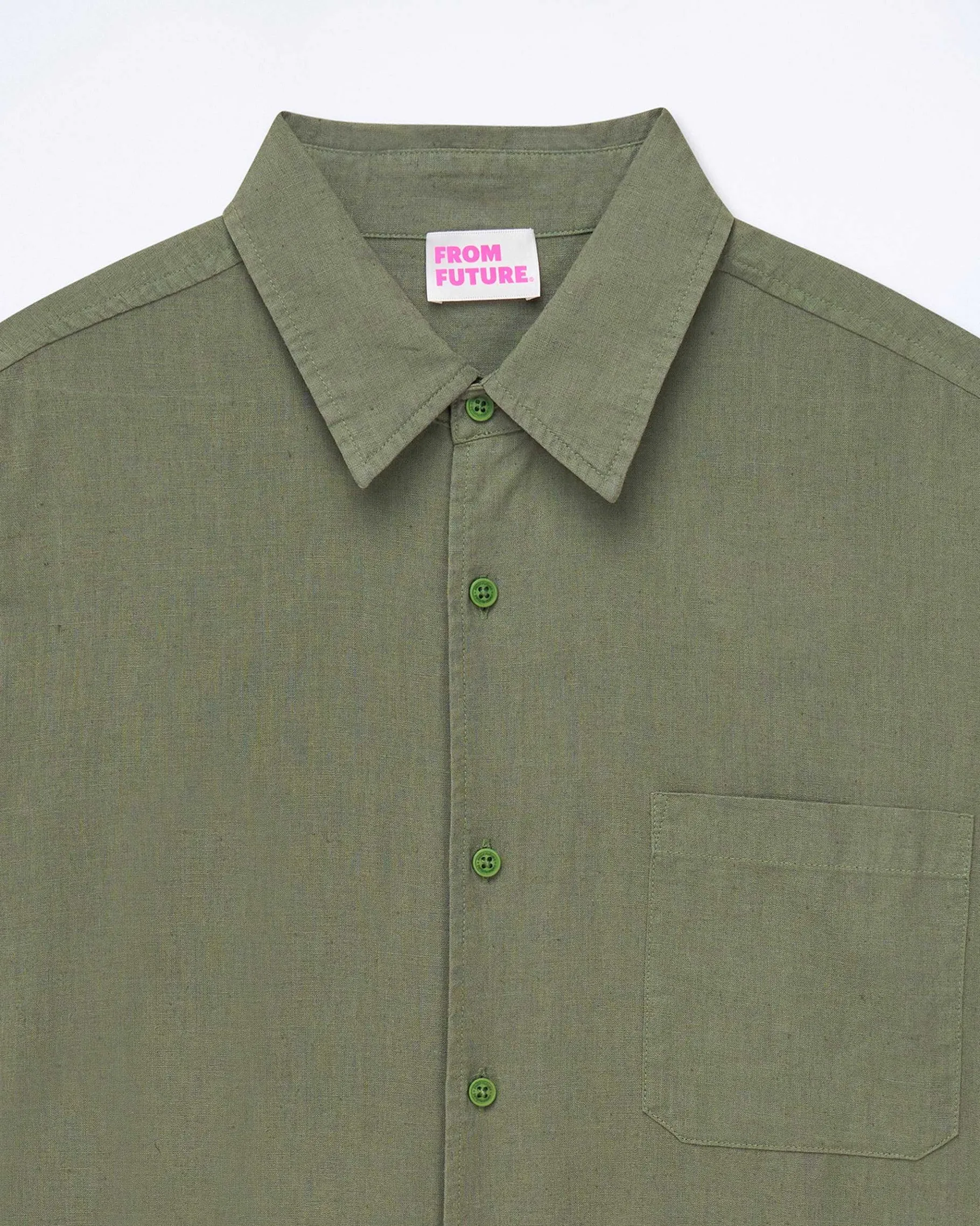 FROM FUTURE Chemise Manches Longues Popeline Kaki