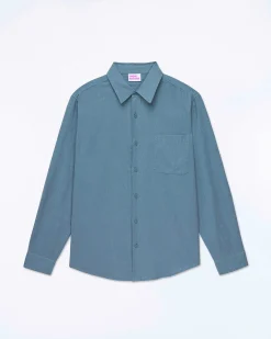 Discount FROM FUTURE Chemise Manches Longues Popeline Blue Jean