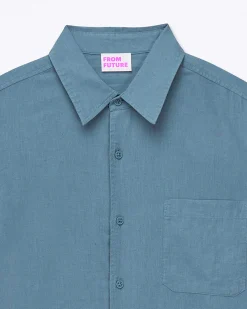Discount FROM FUTURE Chemise Manches Longues Popeline Blue Jean