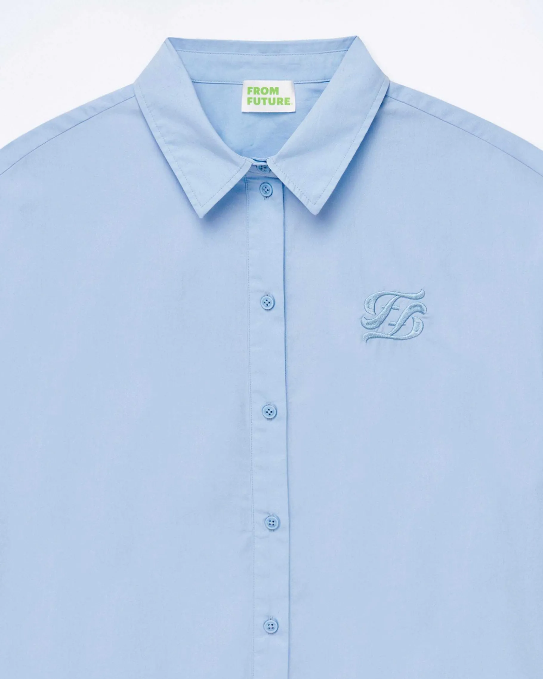 Best FROM FUTURE Chemise Manches Longues Popeline Baby Blue