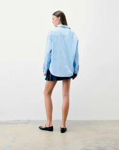 Best FROM FUTURE Chemise Manches Longues Popeline Baby Blue