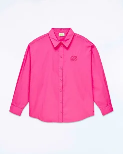 New FROM FUTURE Chemise Manches Longues Popeline Disco Pink