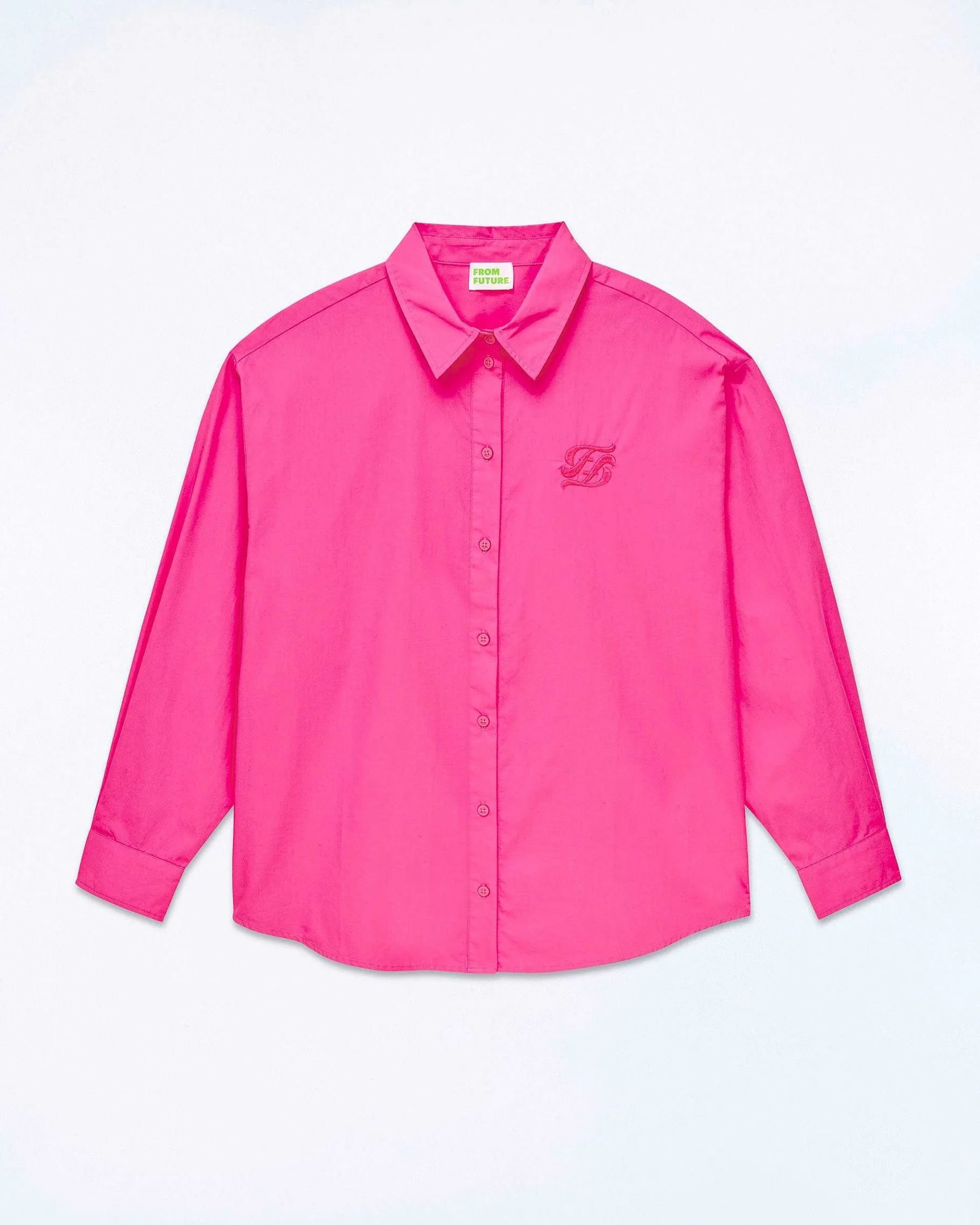 New FROM FUTURE Chemise Manches Longues Popeline Disco Pink