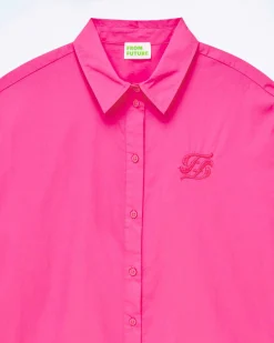 New FROM FUTURE Chemise Manches Longues Popeline Disco Pink
