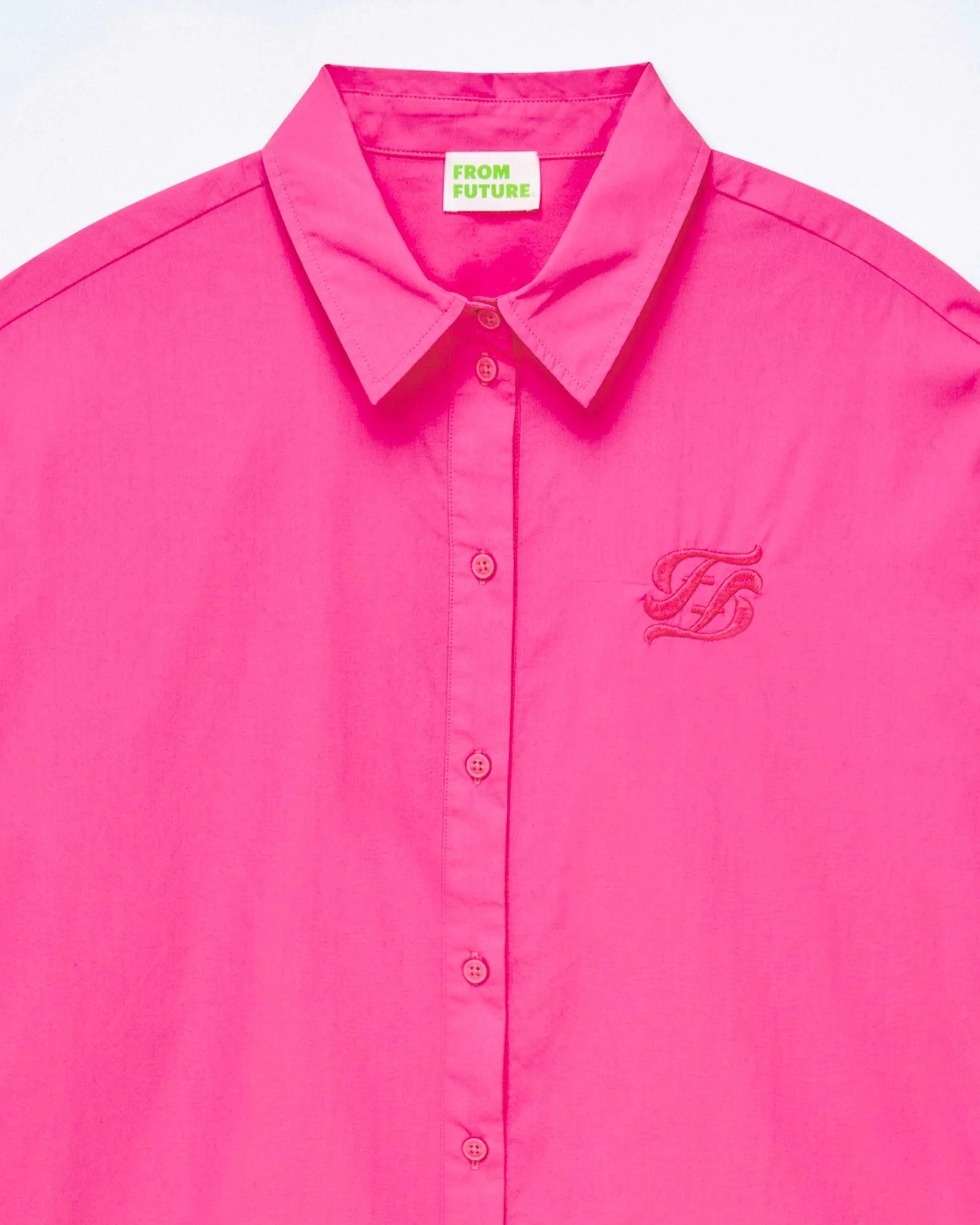 New FROM FUTURE Chemise Manches Longues Popeline Disco Pink