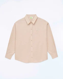 FROM FUTURE Chemise Manches Longues Popeline Beige