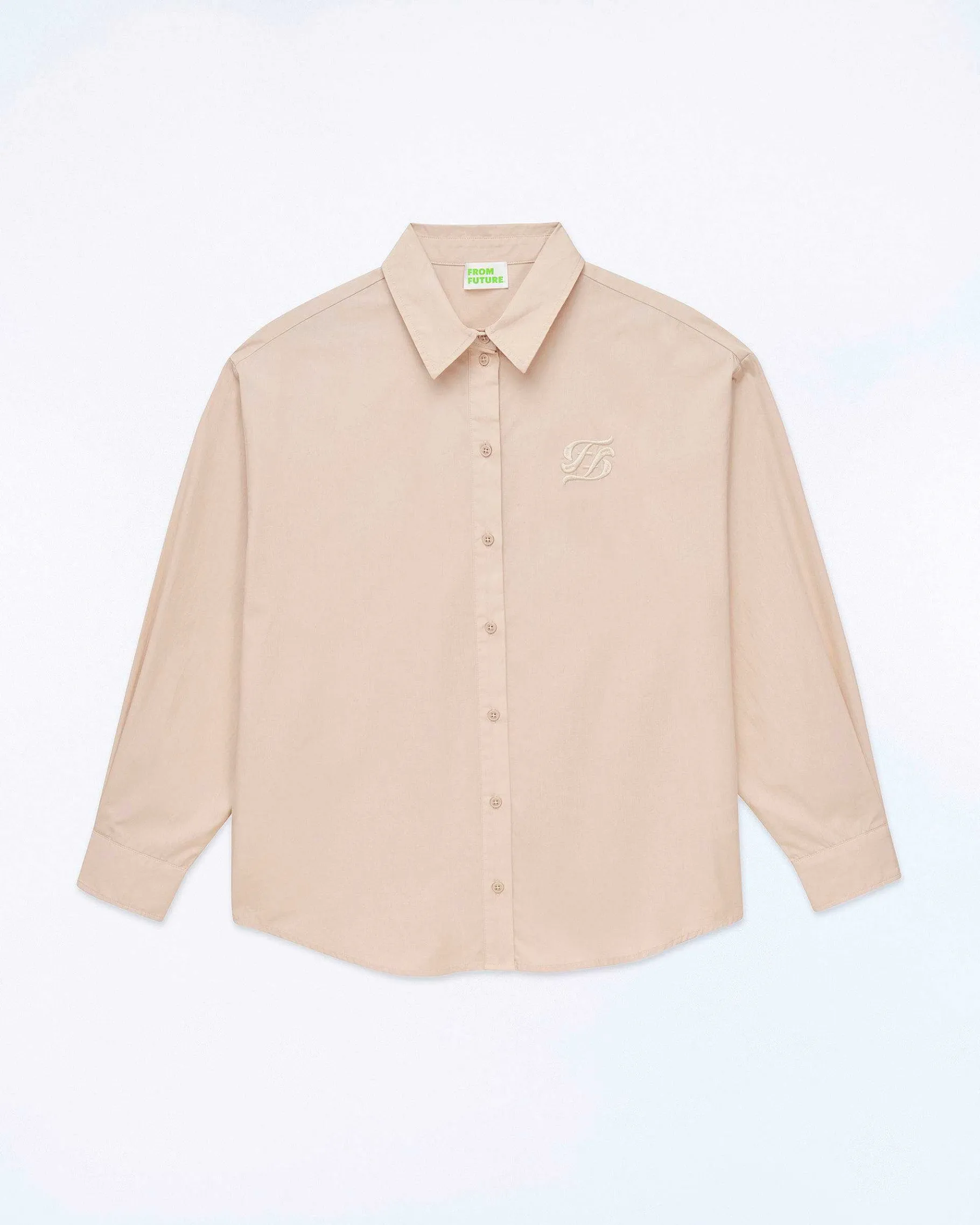 FROM FUTURE Chemise Manches Longues Popeline Beige