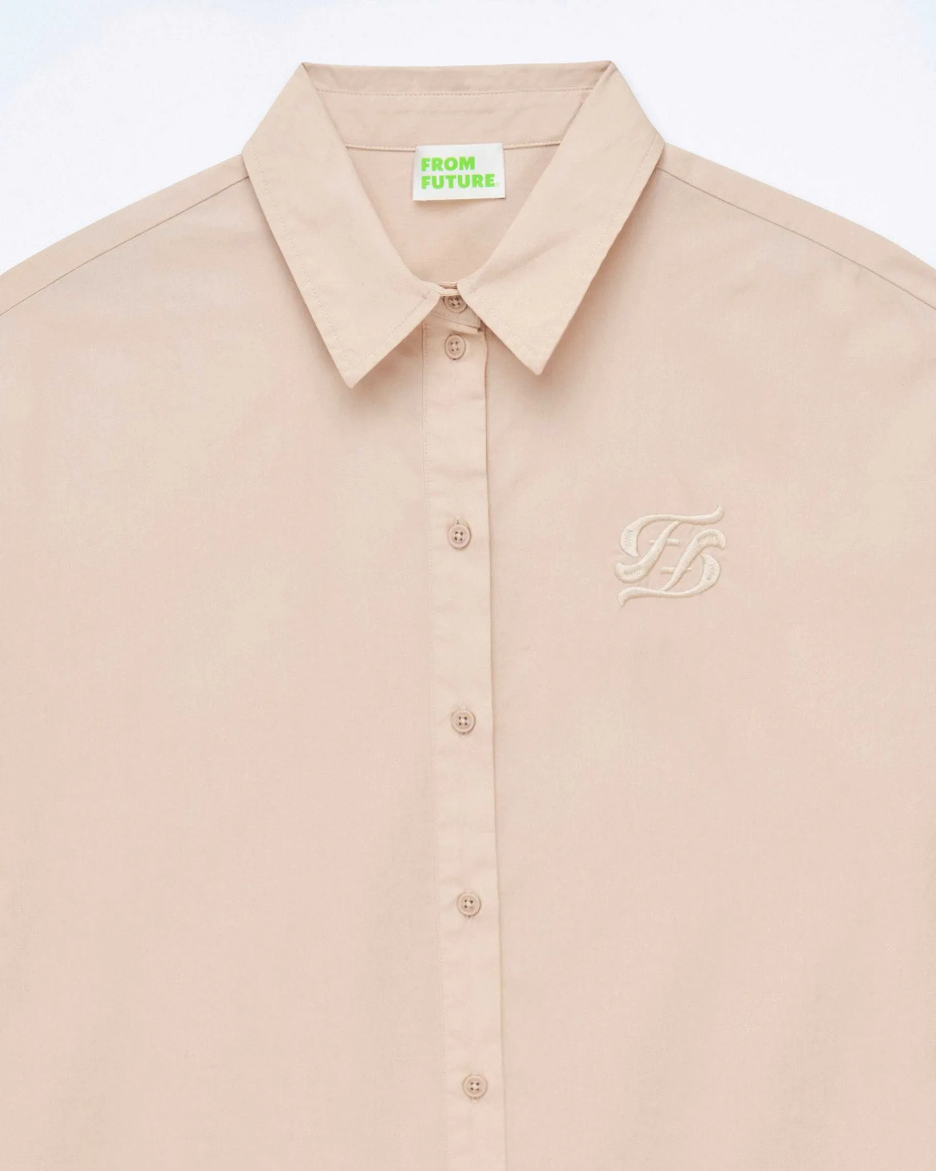 FROM FUTURE Chemise Manches Longues Popeline Beige