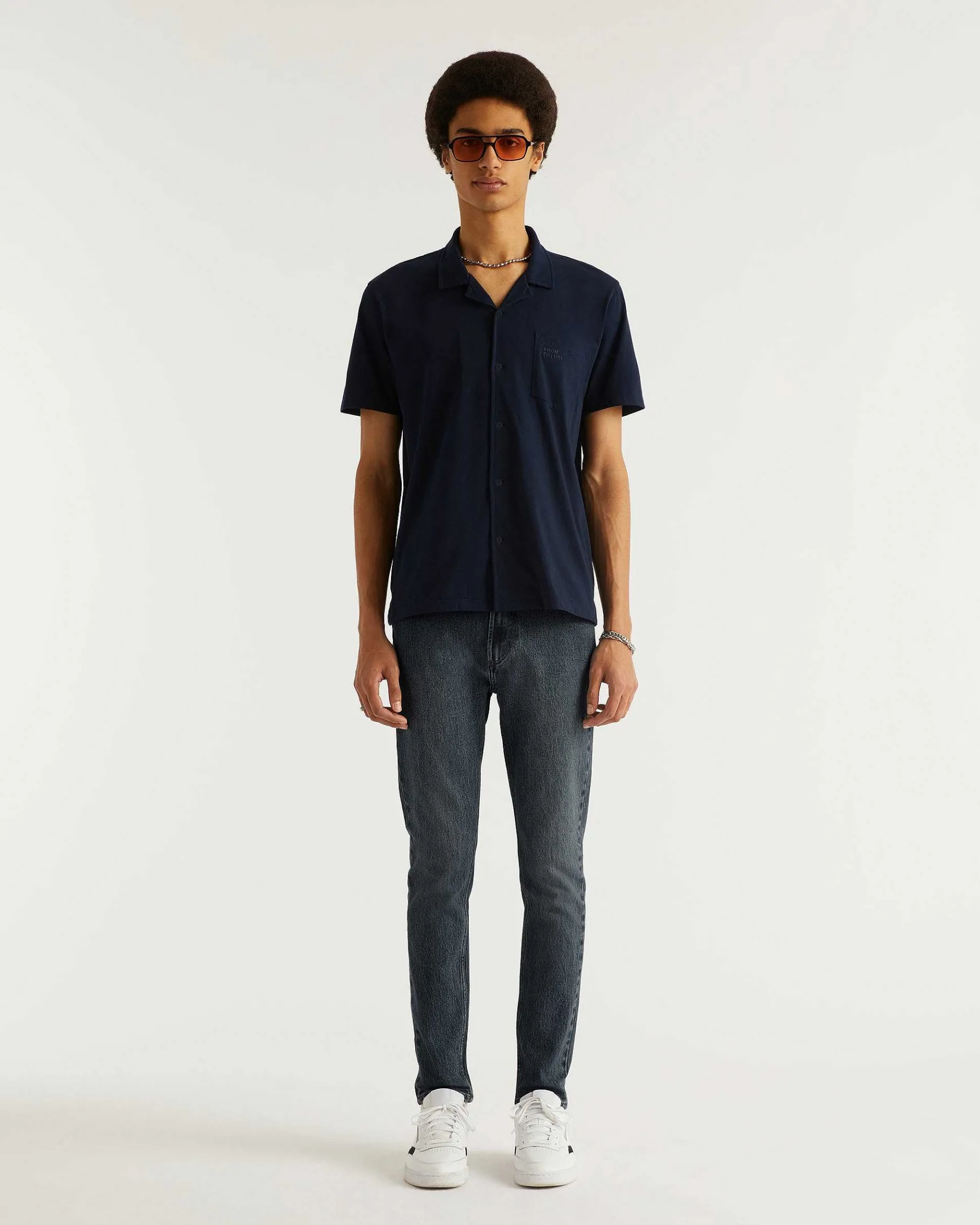 New FROM FUTURE Jean Skinny John Bleu Fonce
