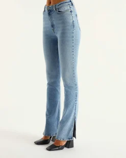Hot FROM FUTURE Joe Jean Bootcut Fente Bleu Clair