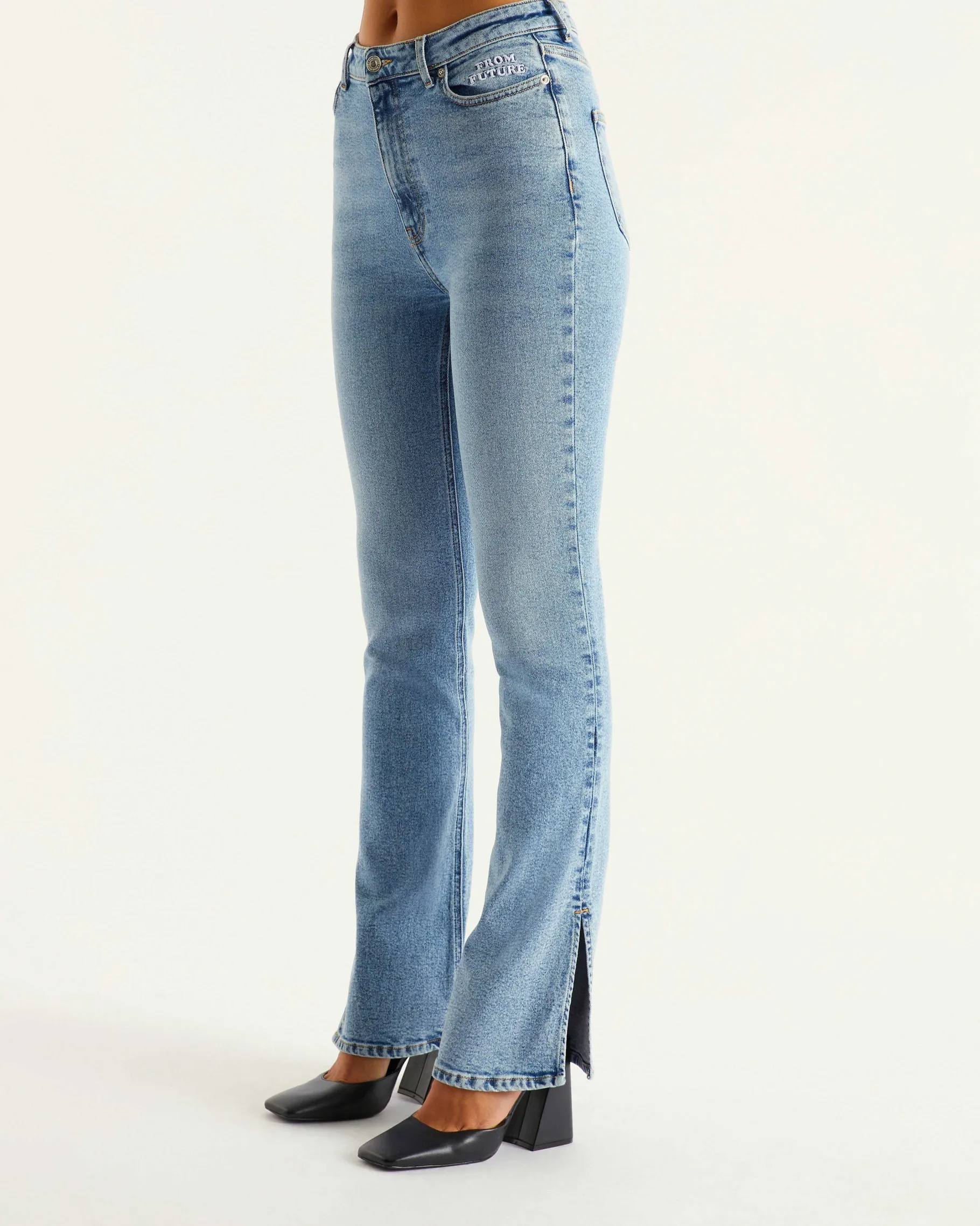 Hot FROM FUTURE Joe Jean Bootcut Fente Bleu Clair