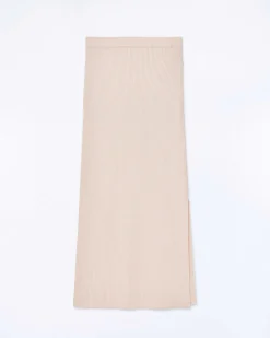 Best FROM FUTURE Jupe Mi Longue A Cotes Fendue Light Beige