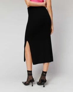 Sale FROM FUTURE Jupe Mi-Longue A Cotes Fendue Navy