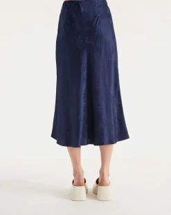 Discount FROM FUTURE Jupe Mi Longue Carmen Jacquard Navy