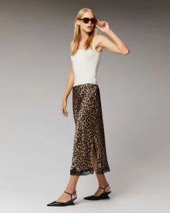 Hot FROM FUTURE Jupe Mi-Longue Dentelle Winter Leopard