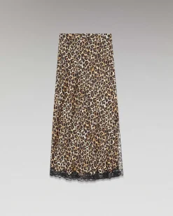 Hot FROM FUTURE Jupe Mi-Longue Dentelle Winter Leopard
